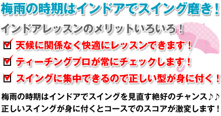 快適な室内でゴルフレッスンが受けられます!